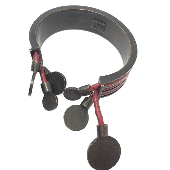 Vintage LA TRIBU RIGAUX Bronze Leather Bracelet - Picture 3 of 4